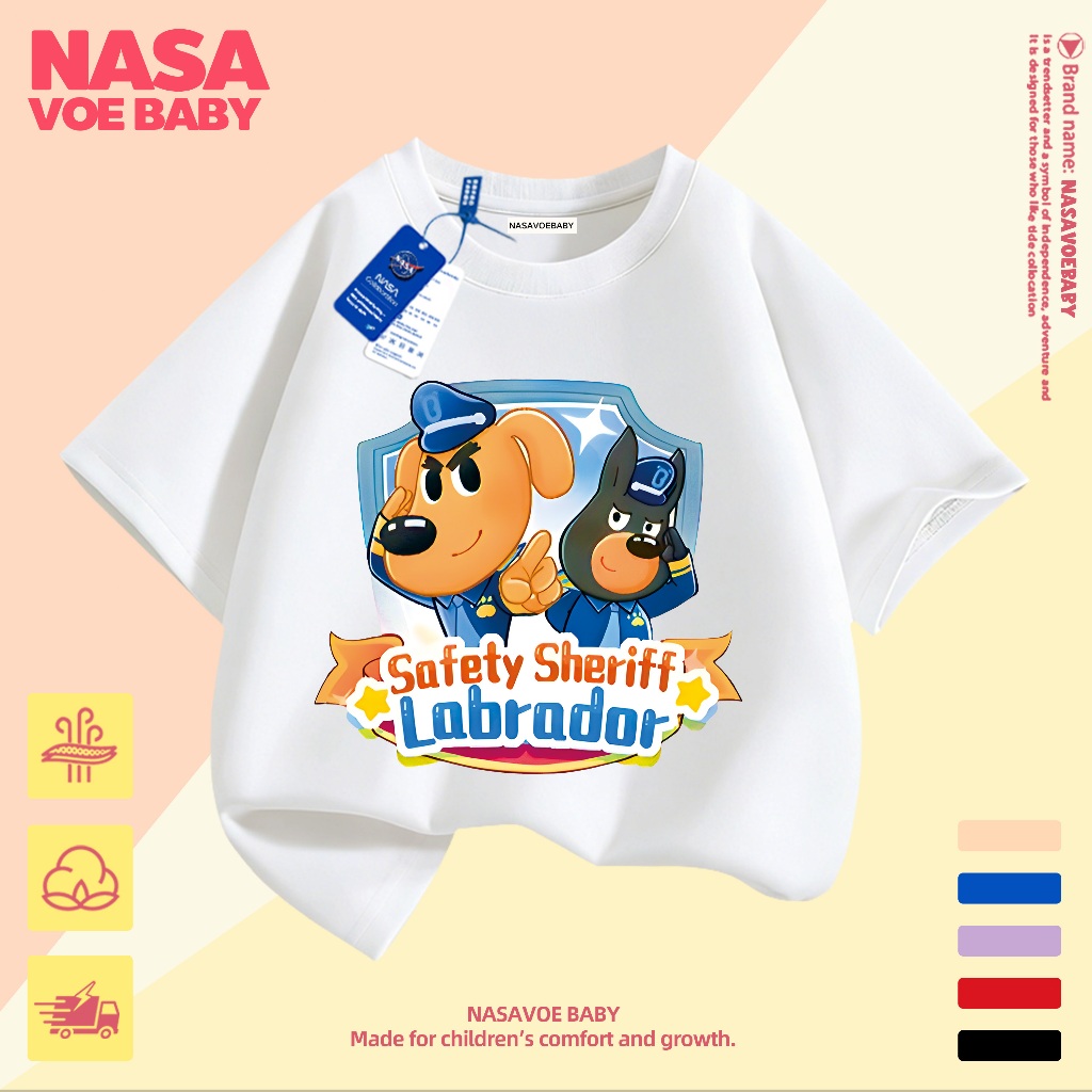 【ส่งเร็ว 24ชม】 เสื้อยืดเด็ก ตำรวจลากราดอร์ ลายการ์ตูน ี ไม่ต้องรีด  ระบายอากาศดี 1-13 ปี