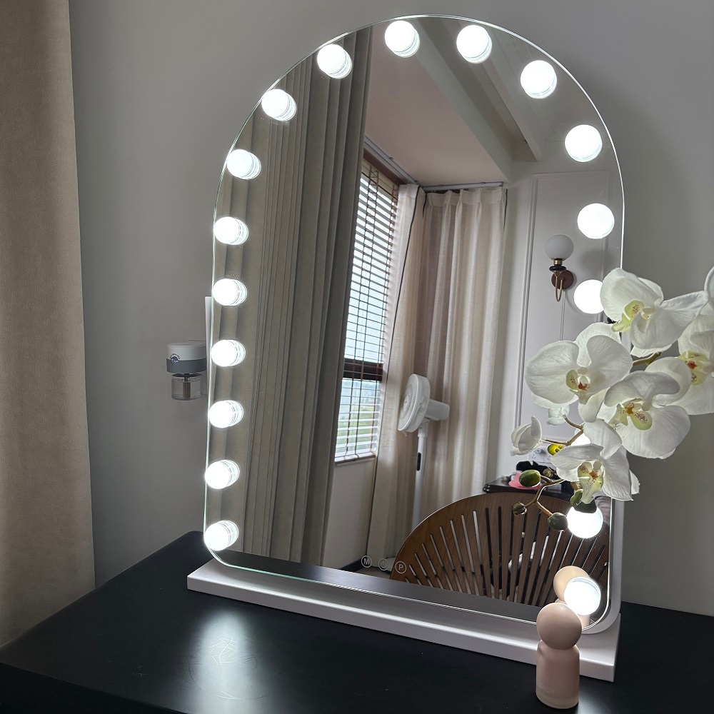 กระจกแต่งหน้า LED กระจก กระจกแต่งหน้ามีไฟ Hollywood makeup mirror,สามอุณหภูมิสี,การปรับ  ความสว่าง