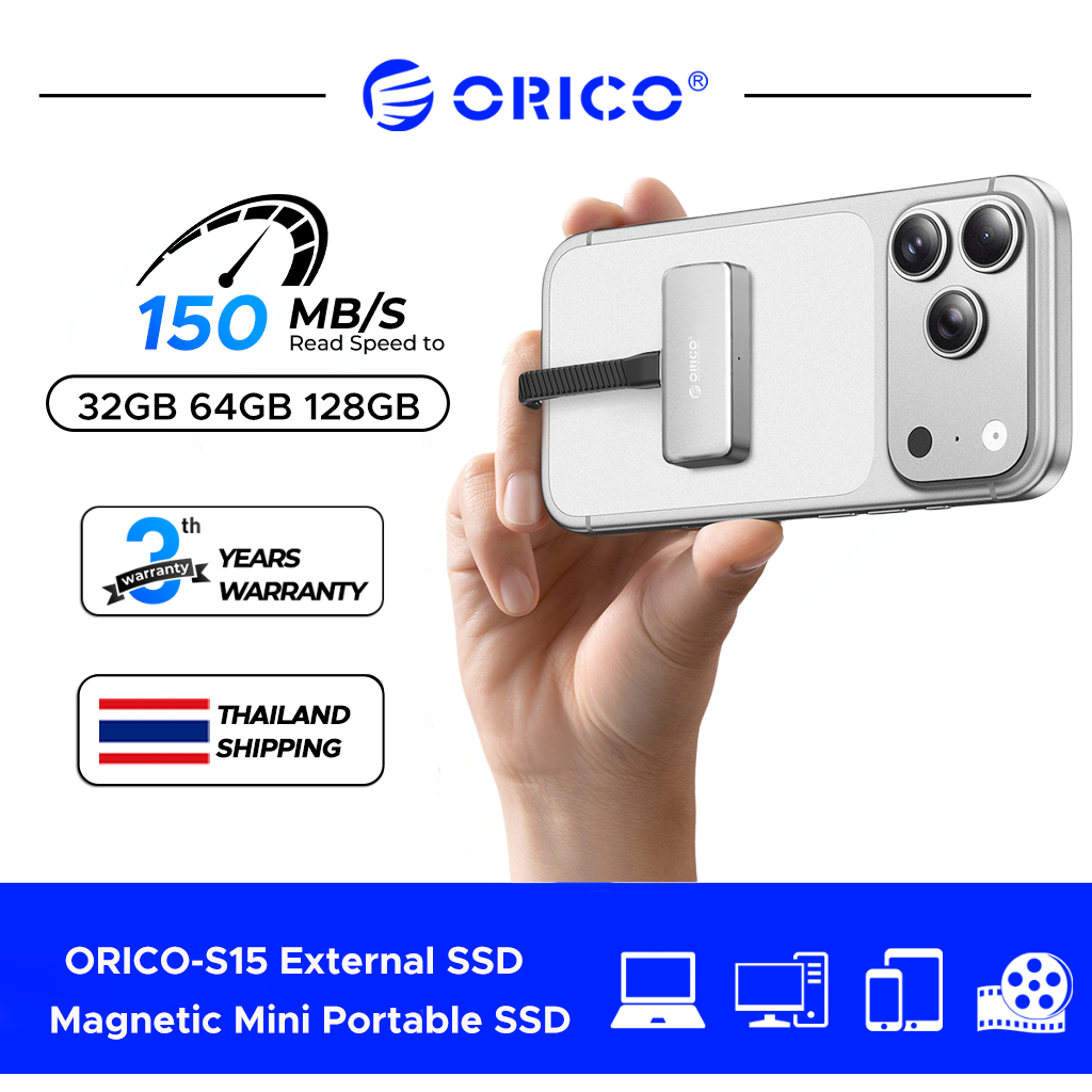 ORICO แบบพกพา SSD มินิแม่เหล็กภายนอก SSD 64GB 128GB 150MB/s ใช้กับ iPhone/แท็บเล็ต (S15)