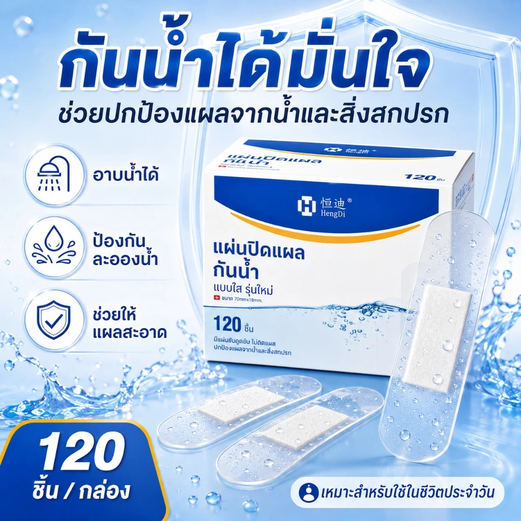 🩹พร้อมส่ง🩹Hengdi พลาสเตอร์ปิดแผล กันน้ำดีเยี่ยม แผ่นปิดแผลใสโปร่ง ระบายอากาศ ผ้าปิดแผลยืดหยุ่น สวมผ่าตัดได้ ไม่หลุดง่าย ทนติดแน่น