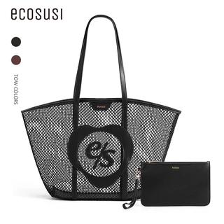ECOSUSI ตาข่าย Tote Bag ทนทานกระเป๋าสะพายความจุขนาดใหญ่กระเป๋าถือชายหาดพร้อมกระเป๋าสําหรับช้อปปิ้งค่าร่วมการเดินทาง