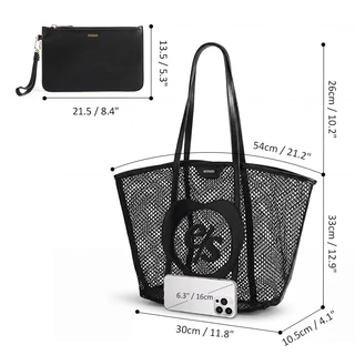 ECOSUSI ตาข่าย Tote Bag ทนทานกระเป๋าสะพายความจุขนาดใหญ่กระเป๋าถือชายหาดพร้อมกระเป๋าสําหรับช้อปปิ้งค่าร่วมการเดินทาง