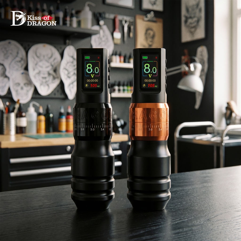 Kiss of Dragon ZP ปากกาสักไร้สาย ปรับจังหวะ 7 ระดับ 2.0-4.2mm จอLED แบต1600mAh ใช้ได้4-5ชม. มอเตอร์9000RPM สำหรับช่างสัก