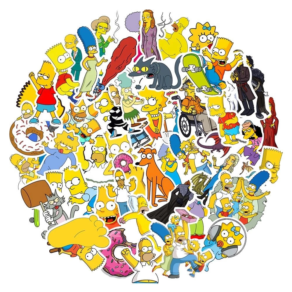 The Simpsons 50 สติ๊กเกอร์แผ่น PVC กันน้ํา Simpson USA CARTOON สติ๊กเกอร์ The Simpsons