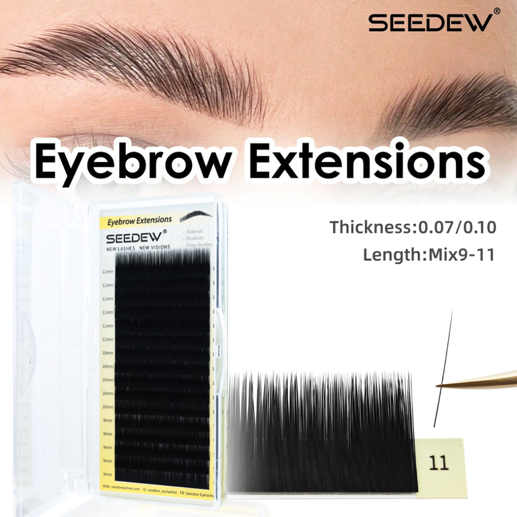 SEEDEW 0.07/0.10 สีดํา/สีน้ําตาล Eyebrow Extensions Matte สีดําตรง Curl False Eyebrow ดูธรรมชาติ