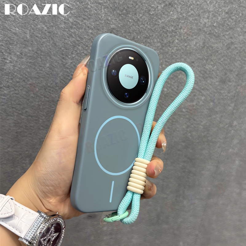 เคสโทรศัพท์แม่เหล็กหรูหราเข้ากันได้สําหรับ Huawei Mate 80/Mate 80 Pro ชาร์จไร้สายพร้อมสายรัดข้อมือมื