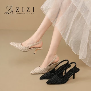 ZIZI - รองเท้าส้นสูงหัวแหลมวินเทจ ส้นเข็ม ใส่ทำงาน/เที่ยว สวย หรู ระบายอากาศดี ใส่สบาย พร้อมส่ง
