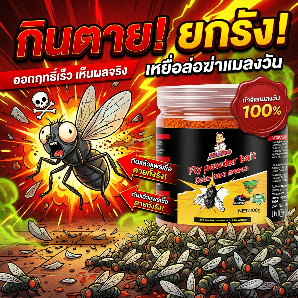 MINI ผงไข่เน่า เหยื่อกําจัดแมลงวัน กําจัดแมลงวัน ไม่เป็นอันตรายต่อสัตว์เลี้ยงและคน 200g