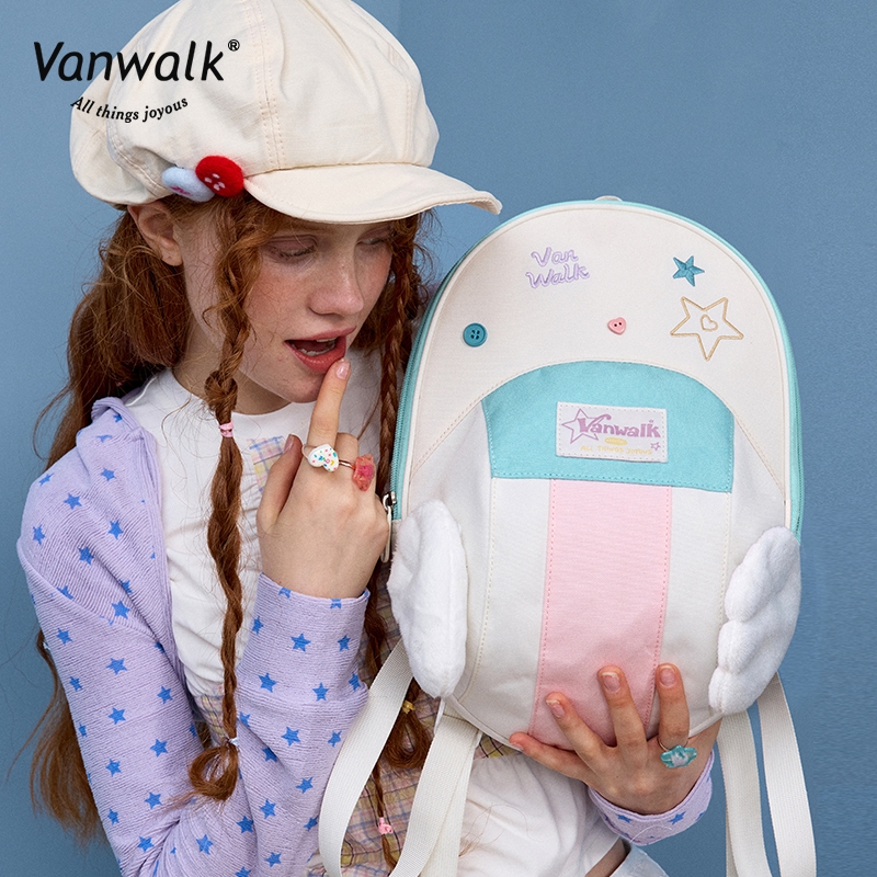 Vanwalk حقيبة ظهر نسائية Lucky Star بقبعة بيسبول V2880 — صورة 4