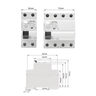 Geya GYL9 ประเภท A RCD แม่เหล็กไฟฟ้า Residual Current Circuit Breaker AC ELCB 2 เสา 40A 63A 30mA 100mA 300mA RCCB
