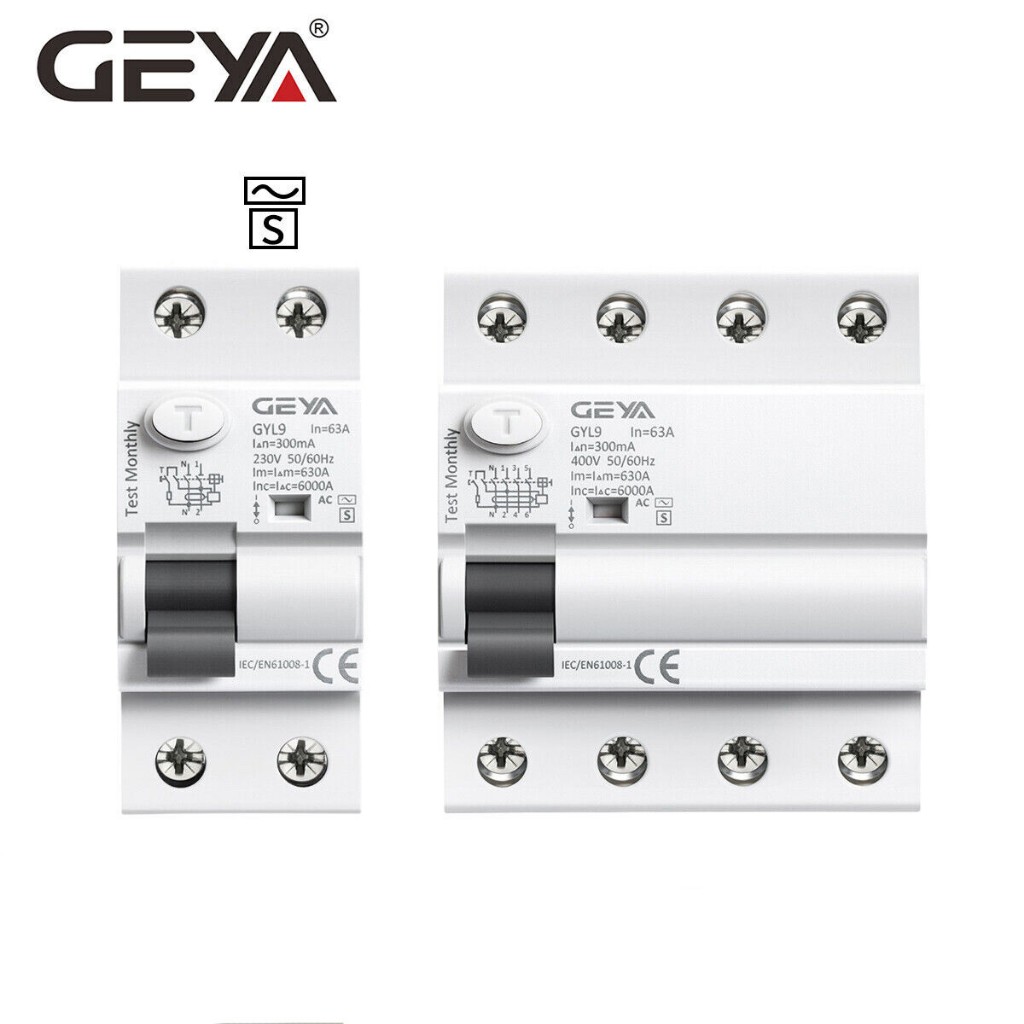 GEYA GYL9 AC-S ประเภทหน่วงเวลา RCD RCCB ELCB Delay ประเภทแม่เหล็กไฟฟ้า Circuit Breaker 2/4P