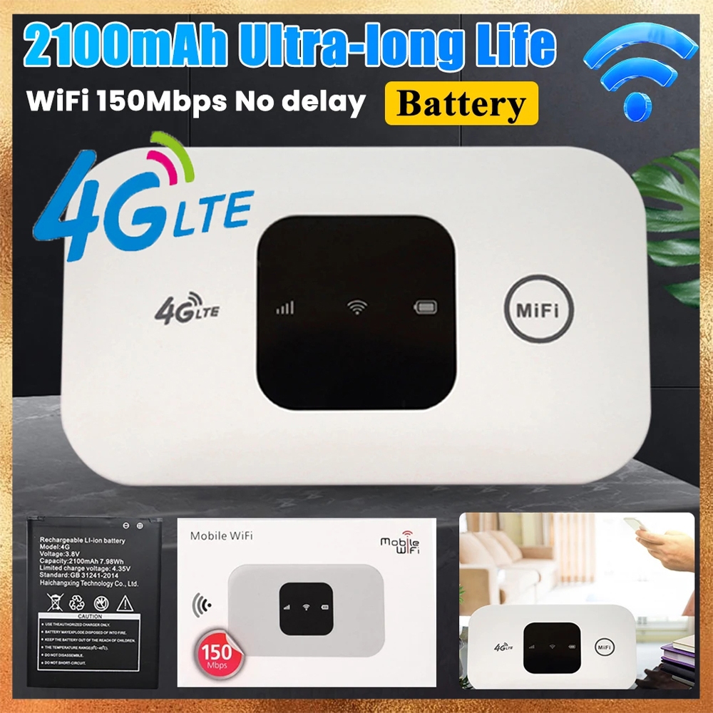 4G LTE เราเตอร์ไร้สาย Wifi 2100mAh ฮอตสปอตมือถือพร้อมช่องใส่ซิมการ์ด Hotspot Pocket WIFI 150Mbps สํา