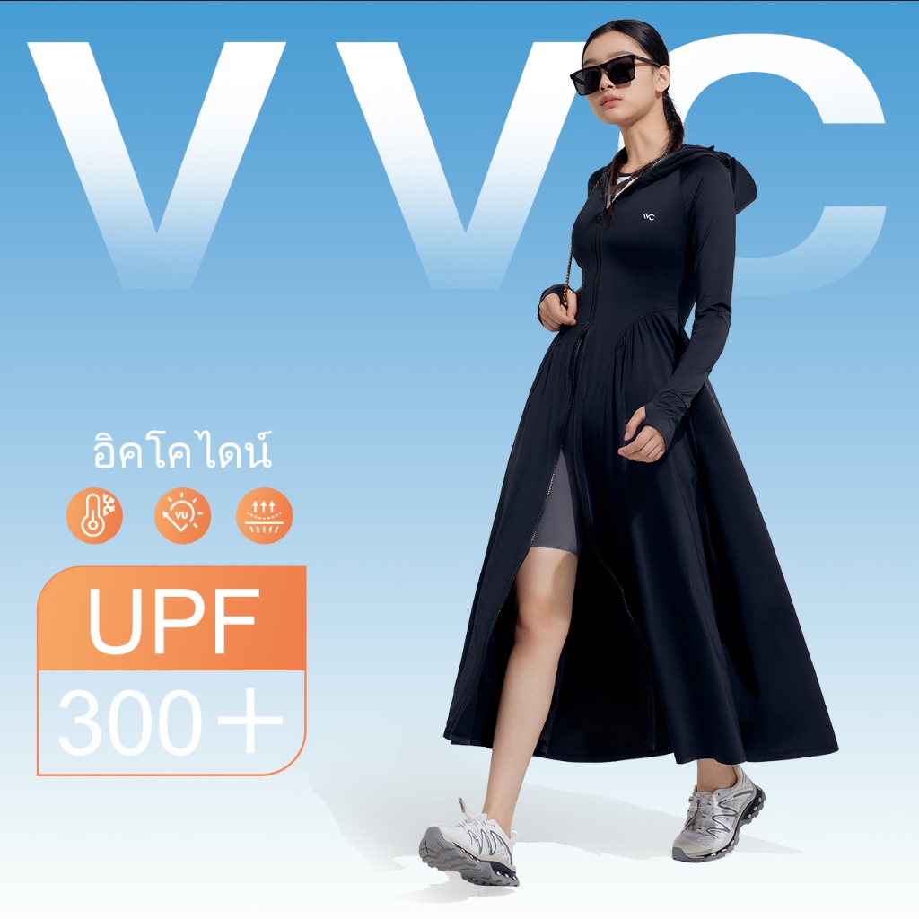 VVC เสื้อคลุมกันแดดผู้หญิงทรงเดรส UPF300+ ป้องกันUV99.99% เนื้อผ้าเย็นระบายอากาศดี สำหรับกลางแจ้งและท่องเที่ยว