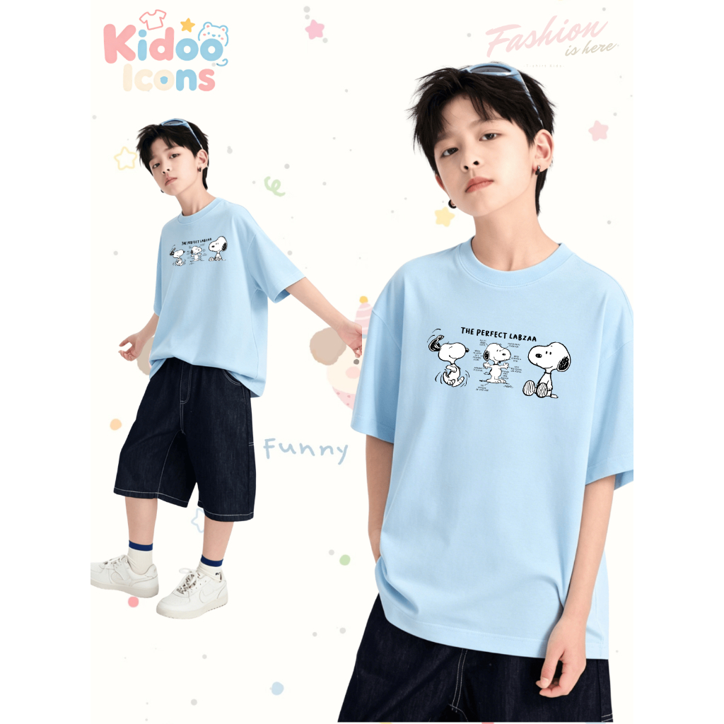 🍒จัดส่งตลอด 24 ชั่วโมง🍒 KIDOO ICONS เสื้อเด็กผู้หญิงฤดูร้อน ลำลอง ทรงหลวม ลายพิมพ์สนูปปี้ ผ้าฝ้าย100%#A01+514