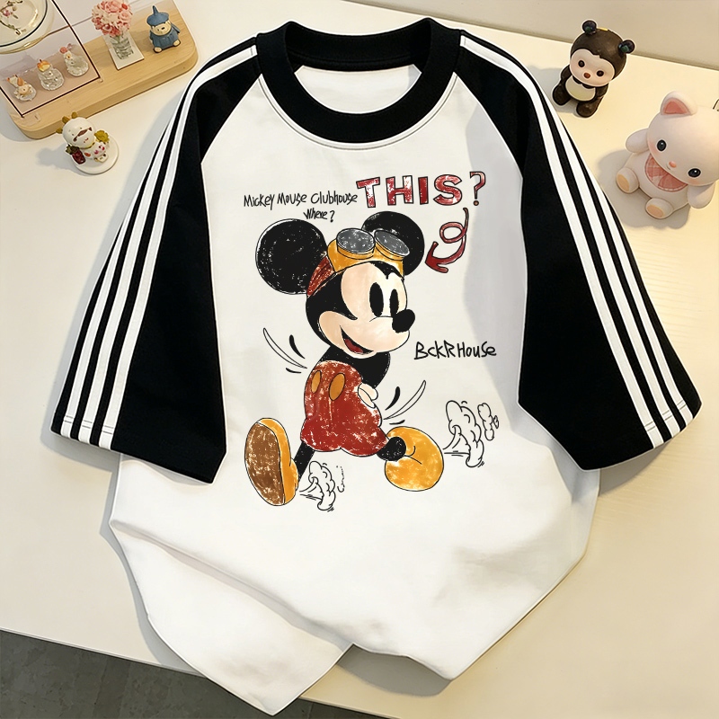 【จัดส่งตลอด 24 ชั่วโมง】NFV สไตล์เกาหลี Mickey Mouse เสื้อยืด Oversized สะดวกสบาย ระบายอากาศ ผ้าฝ้าย YG3354