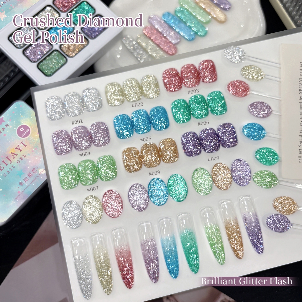 XEIJAYI-Star Purple Glitter Gel Nail Polish Set, Long-Lasting Shining, เหมาะสําหรับเล็บ DIY