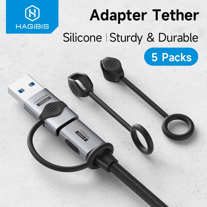 Hagibis สายชาร์จ Keeper อะแดปเตอร์ Tether ผู้ถืออะแดปเตอร์ Anti Loss ซิลิโคน Lanyard สําหรับอะแดปเตอร์ USB C อะแดปเตอร์ Micro USB