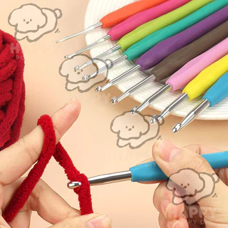 เข็มโครเชต์ เข็มถักไหมพรมครบชุด เข็มโครเชต์ ด้ามยาง DIY จับแล้วนุ่มสบาย ทำให้ไม่เมื่อยมือ