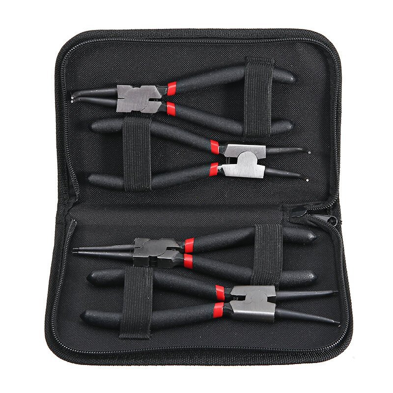 4 ชิ้นชุดคีม 7 ''คีมจมูกยาว Staight Bent Plier ด้านในด้านนอก Staight Bent Plier ยึดแหวน Snap Remover เครื่องมือ