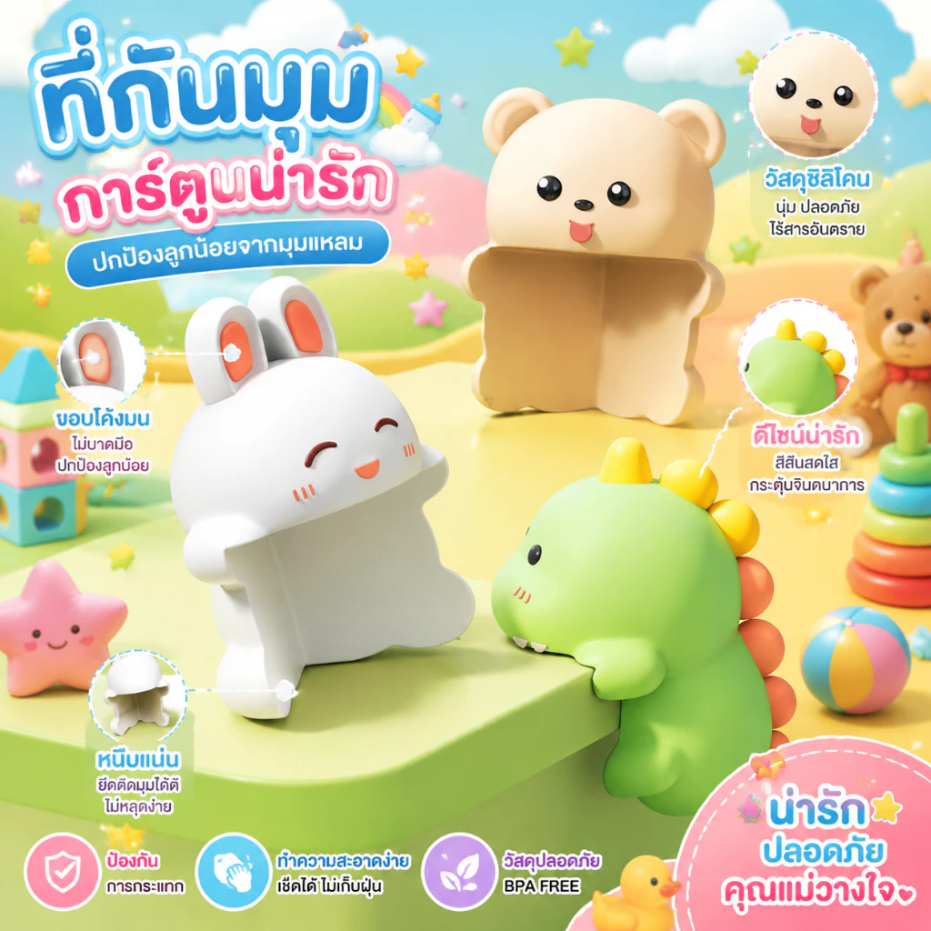 ยางซิลิโคนติดมุมโต๊ะ ยางกันกระแทกมุมโต๊ะ ยางซิลิโคนติดกันกระแทก ตัวกันกระแทก มีกาวในตัว3มุมติดแน่น