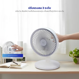 KASHIWA รุ่น TF-8 พัดลมตั้งโต๊ะสีขาว ปรับความเร็วลมได้ 3 ระดับ กำลังไฟ 25 วัตต์ ขนาดกะทัดรัด เหมาะสำหรับวางบนโต๊ะ รับประกัน 1 ปี