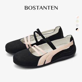 BOSTANTEN รองเท้าแมรี่เจนสไตล์บัลเล่ต์ รองเท้าคัทชูผู้หญิง สวมใส่สบาย น้ำหนักเบา ไม่กัดเท้า Blackpink