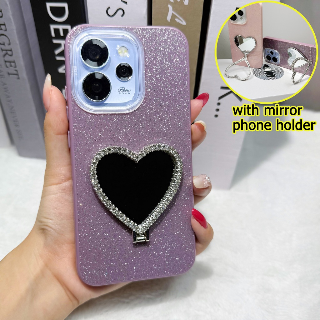 เคส OPPO Reno 13 14 15 13F 14F 15F 12 5G เคส OPPO Reno 14 15 Pro 5G Pro Max 5G เคสแวววาวกันกระแทกกันกระแทกพร้อมฝาครอบเลนส์กล้องป้องกันขอบหรูหราฝาครอบโทรศัพท์สําหรับสาวนักเรียนผู้หญิง