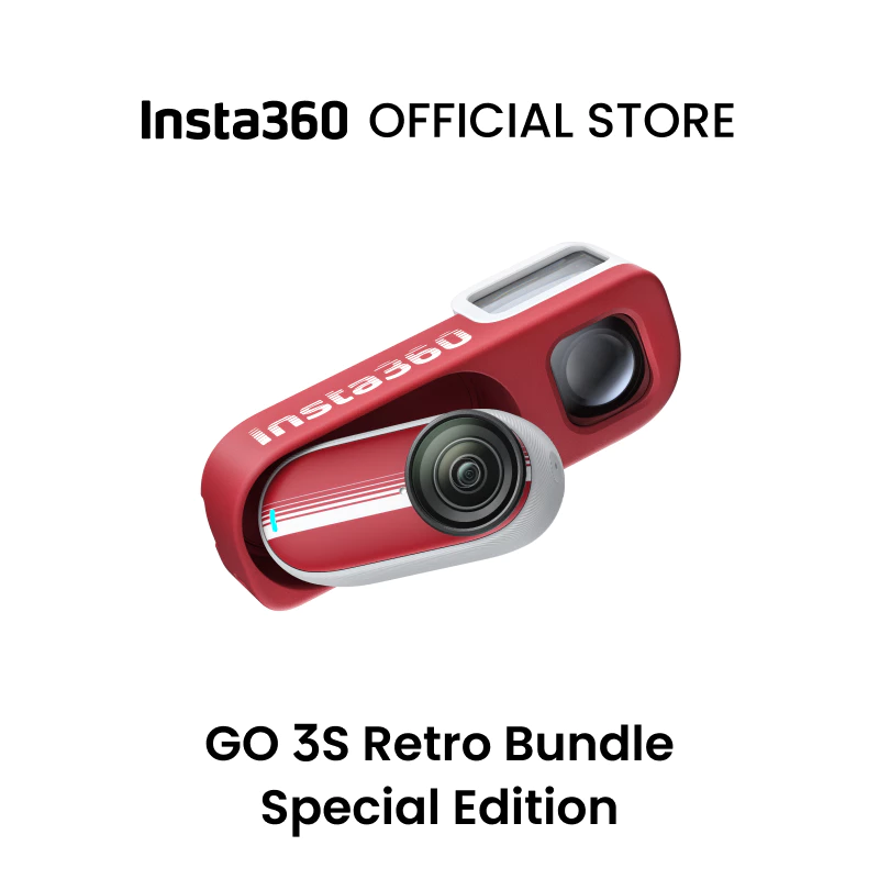 Insta360 GO 3S Retro Bundle รุ่นพิเศษ 128GB สีแดง - กล้อง Vlogging 4K ขนาดเล็ก, แฮนด์ฟรี POV Cam, ตัวกรองย้อนยุค, 4K30fps, การเข้ารหัสพิเศษ, น้ําหนักเบา thumbnail 3