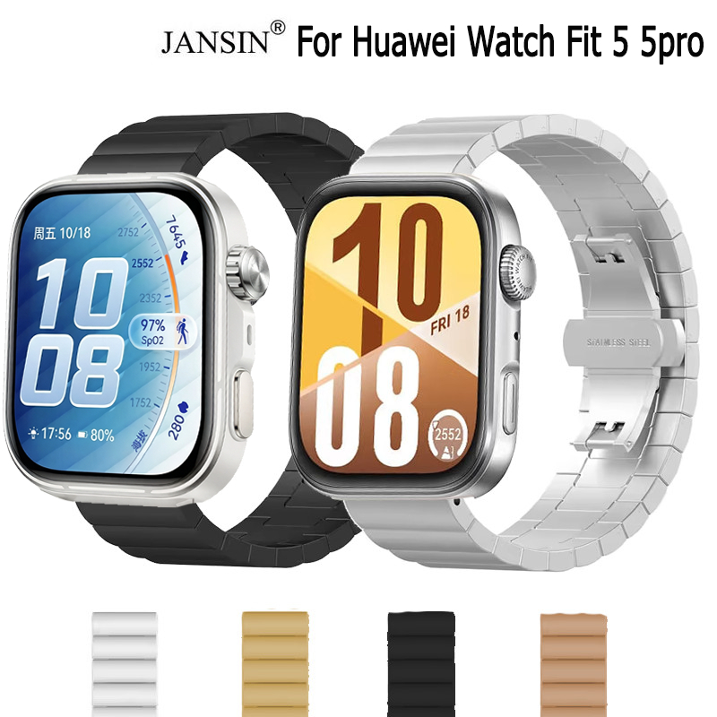 สายโลหะ สําหรับ Huawei watch fit 5 5 Pro ผู้หญิงสแตนเลสสตีลเปลี่ยนสายนาฬิกา สําหรับ Huawei watch fit 4