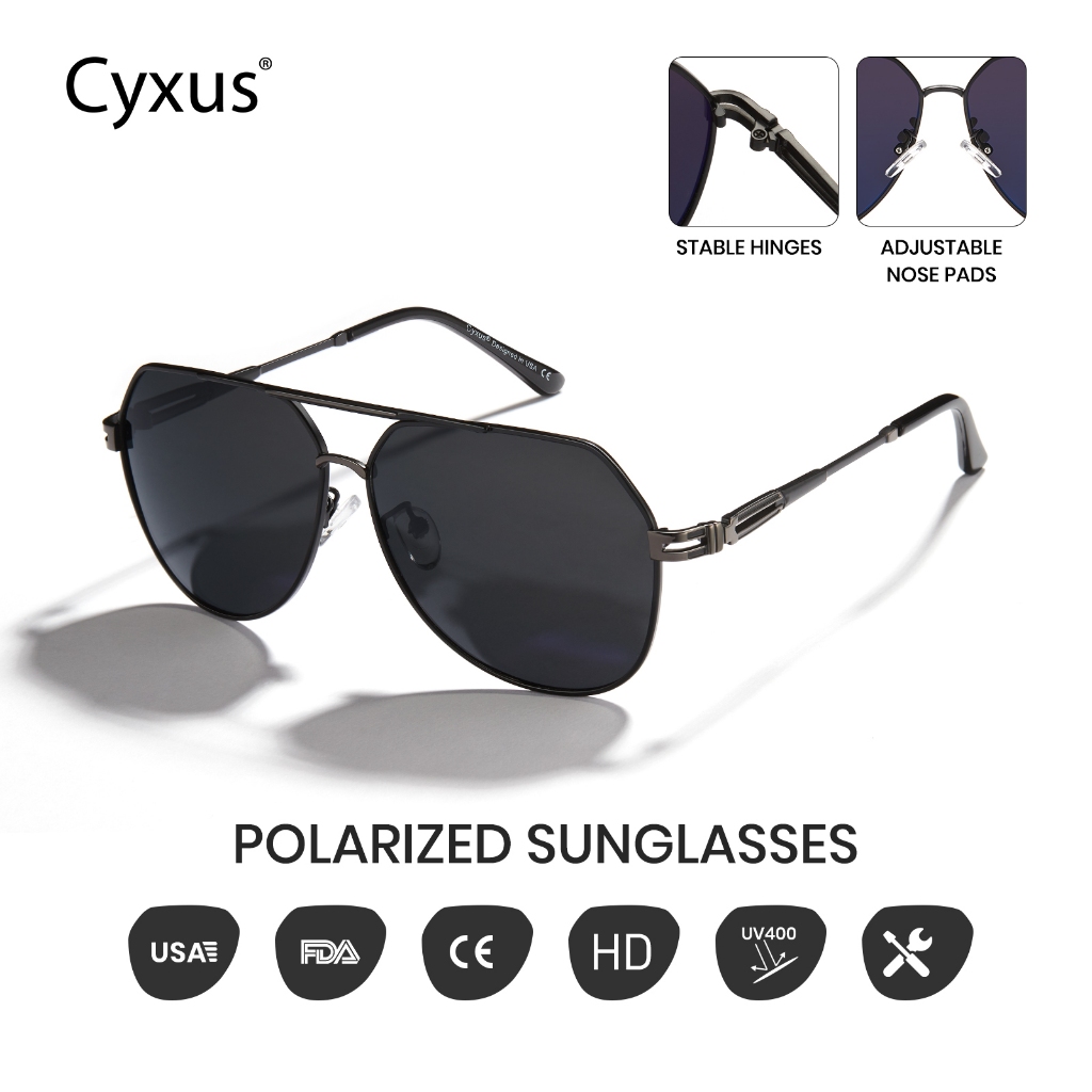 Cyxus نظارة شمسية أفياتور مستقطبة UV400 — صورة 3