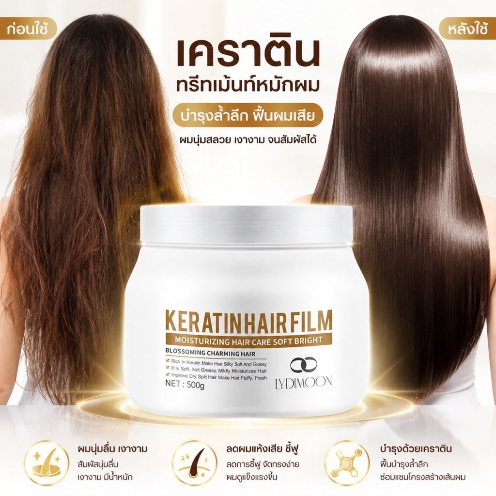 LYDIMOON มาส์กผม Keratin hair treatment Keratin hair masker 500ml ซ่อมแซมผมเสีย บํารุงผม Caviar Hair Mask