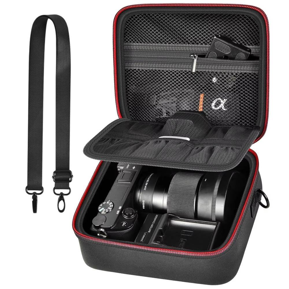 กรณีกล้องแข็งสําหรับ Sony ZV-E10 A6400 A6000 A6100 A6600 A6500 (กลาง,ชุดเลนส์เท่านั้น),กระเป๋าป้องกัน