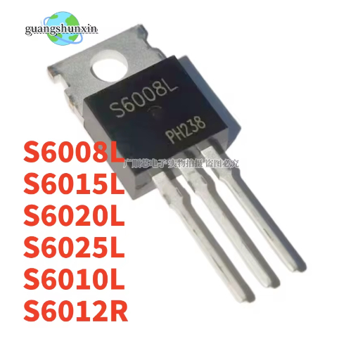 5PCS S6008L S6015L S6020L S6025L S6010L S6012R TO-220 SCRS ยี่ห้อใหม่ quality100%