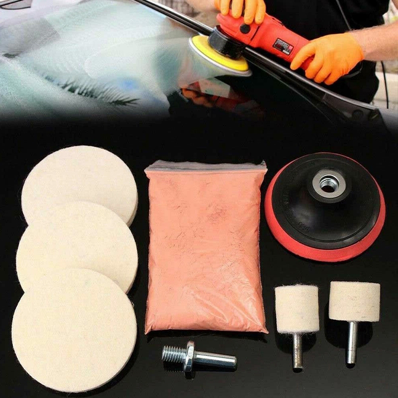 ใหม่ 8x Cerium Oxide Glass Polishing Kit กระจก Scratch Remover Felt Pad