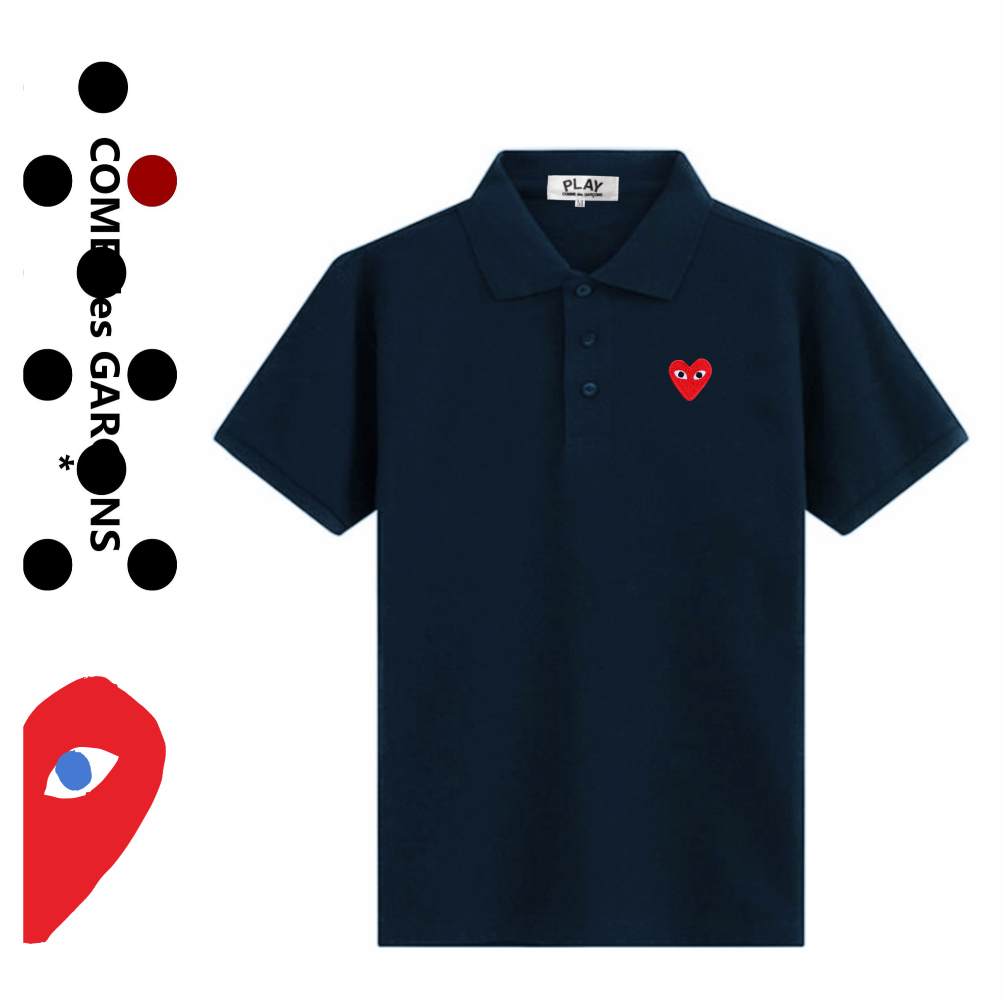 PLAY ปักหัวใจเสื้อโปโล Unsix เสื้อยืด Super สบายและปลอดภัยผ้าฝ้ายสําหรับชายs Polo เสื้อยืด 4N-PO-MAR05B