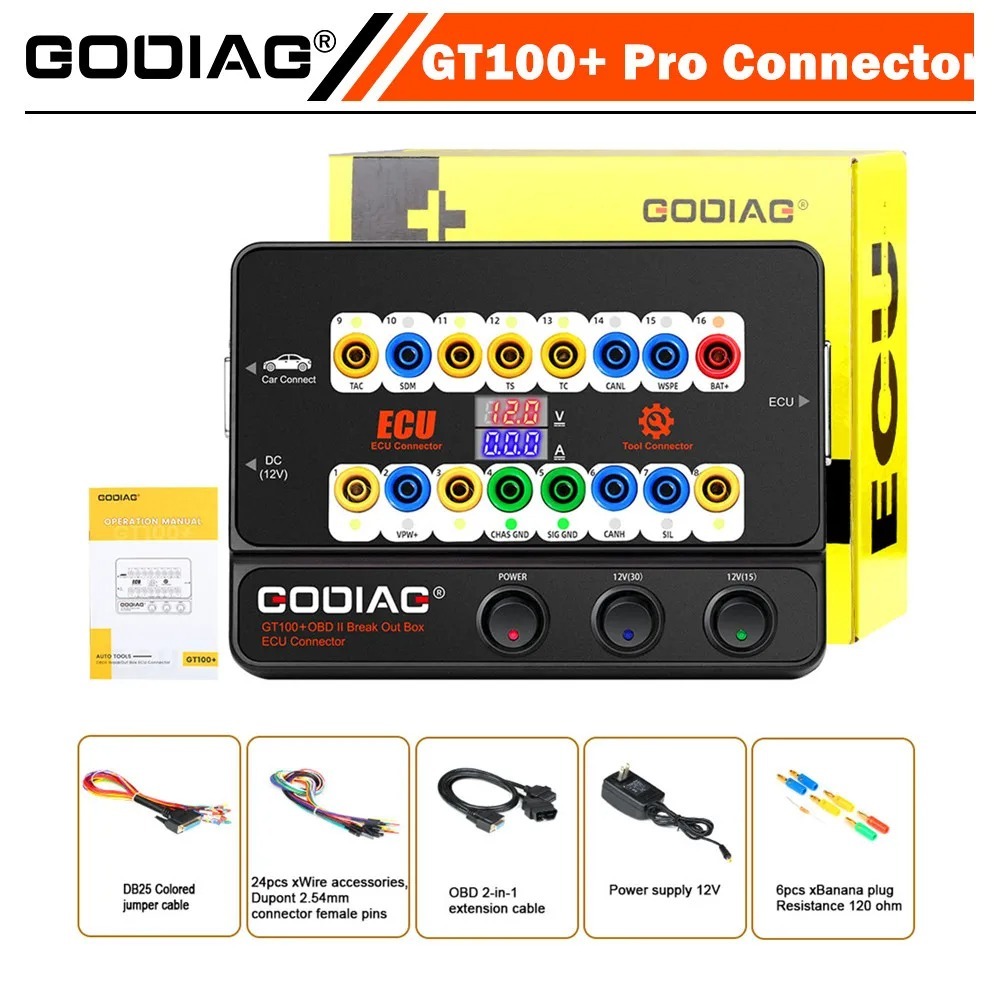 ⭐⭐⭐Godiag GT100+ GT100 Pro กล่องฝ่าวงล้อม OBDII ECU Bench Connector เพิ่มจอแสดงผลอิเล็กทรอนิกส์และ C