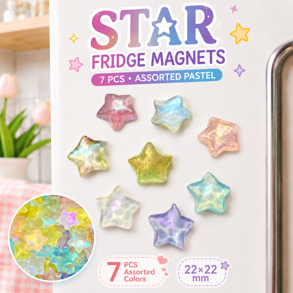 7 ชิ้น/เซ็ต Aurora Five-pointed Star สติกเกอร์ตู้เย็น Creative Starry Sky Gradient สติกเกอร์แม่เหล็กตู้เย็นบ้าน Hole Board ตกแต่ง