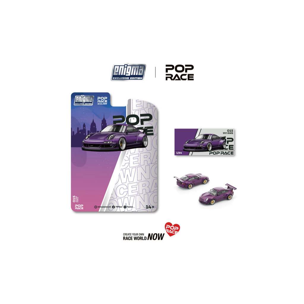Poprace 1/64 PRE015 RWB 997 Purple Pop Race รถเหล็กโมเดลโมเดล