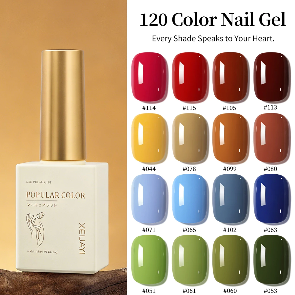 XEIJAYI 15ml--Cherry Blossom Pink and Dark Blue Gel Nail Polish, 120 สี, เหมาะสําหรับร้านทําเล็บและของใช้ประจําวัน
