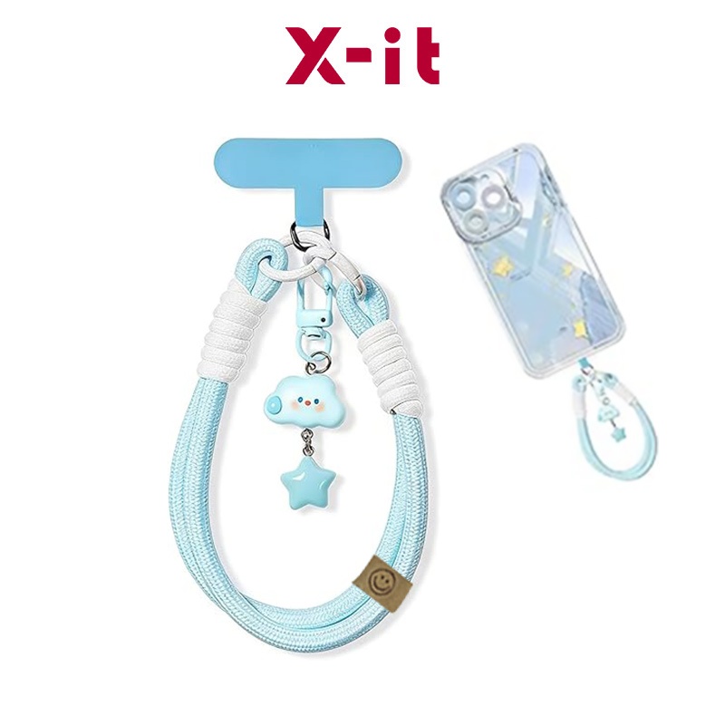 [X-มัน]น่ารักเมฆดาวโทรศัพท์สายรัดข้อมือทอนุ่มป้องกันการสูญหายเชือกมือสําหรับเคสโทรศัพท์ทั้งหมดแบบพกพาพวงกุญแจกระเป๋าเสน่ห์สํานักงานนักเรียนเดินทางทุกวันอุปกรณ์แฟ