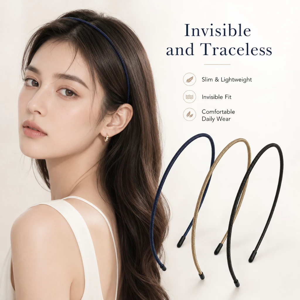 Headband บางเฉียบสำหรับผู้หญิง ดีไซน์ไม่มีรอยกด สัมผัสเนียนนุ่ม เหมาะกับผมสั้นและยาว พร้อมสวมใส่ทุกวันเพิ่มสไตล์และความสบายตลอดเวลา