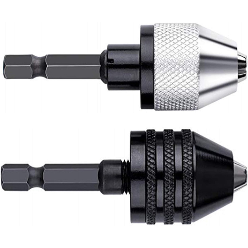 Keyless Chuck Adapter สําหรับ Impact Driver - 1 ชิ้นอะแดปเตอร์สว่านกระแทก 1/4 Hex Shank (0.3-6.5 มม.) สีดําหรือเงิน