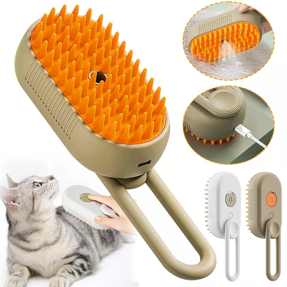 NekoLuv 3-In-1 แปรงอบไอน้ำแมว หวีนวดสัตว์เลี้ยง แมว สุนัข กรูมมิ่งหวี สเปรย์ไฟฟ้า สเปรย์น้ำ ป้องกันน้ํากระเซ็น แมวอาบน้ำแปรง