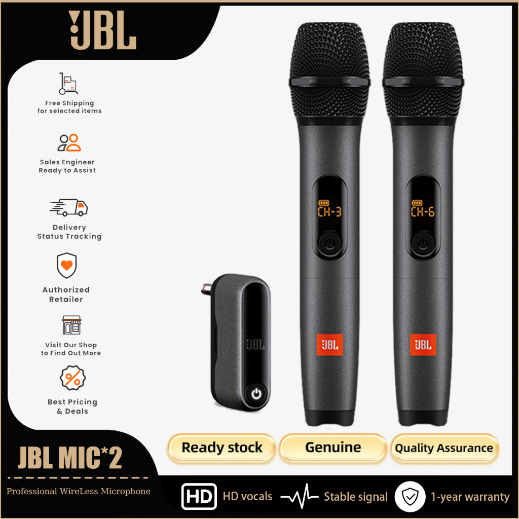 ไมโครโฟนไร้สาย JBL ไมโครโฟนแบบมือถือระดับมืออาชีพ เหมาะสําหรับคาราโอเกะที่บ้าน