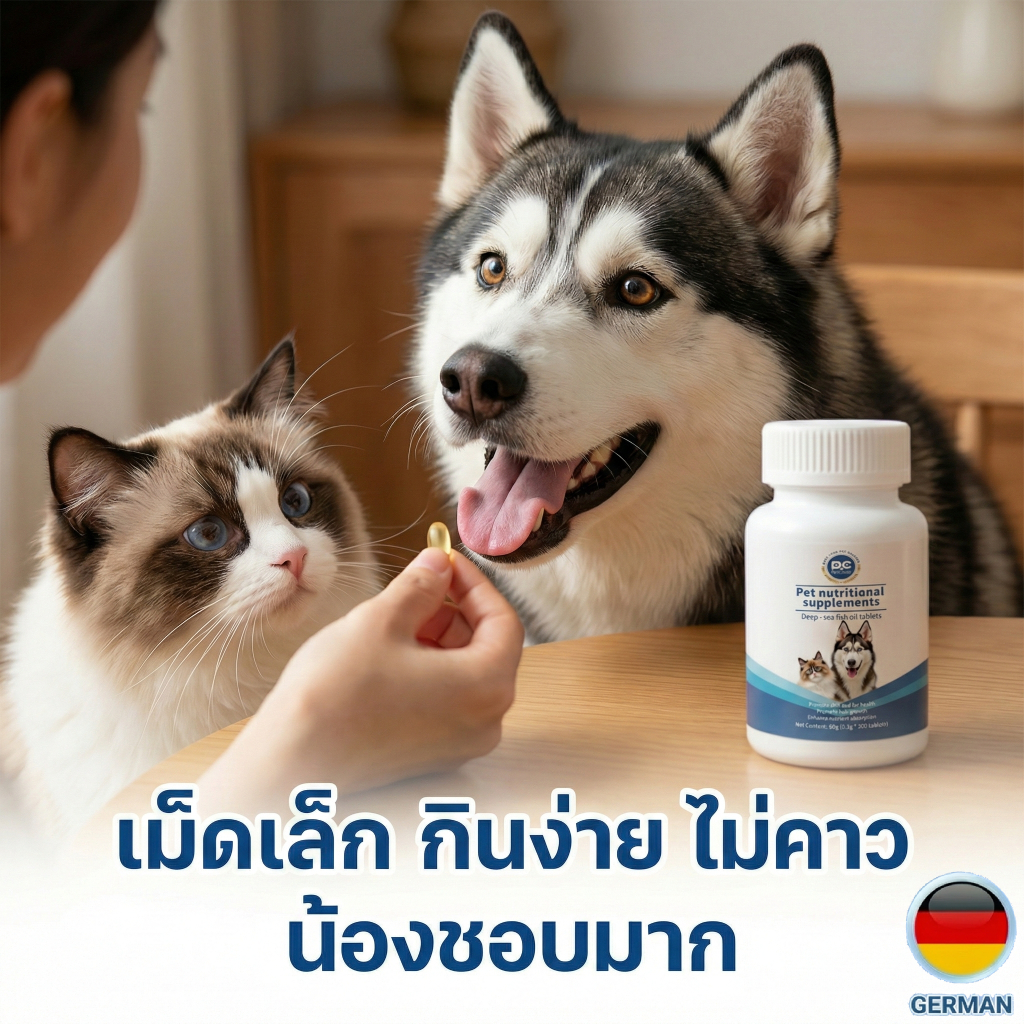 PetClear น้ำมันปลาแซลมอน สำหรับสุนัขและแมว 200 เม็ด ลดขนร่วง บำรุงขนสวย ผิวหนังแข็งแรง โอเมก้า 3 สูง