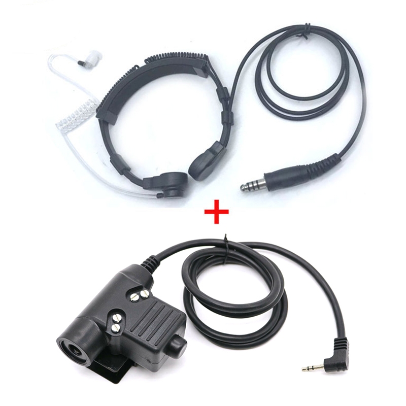 Air Tube Throat Vibration Mic ชุดหูฟัง + Z ยุทธวิธี U-94/A U94 PTT 2.5 มม.1 pin ปลั๊กสําหรับ Motorol