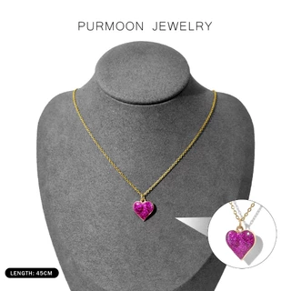 Purmoon สร้อยคอจี้หัวใจปรับได้สําหรับผู้หญิงสีชมพูสีม่วงสีแดง Minimalist Clavicle Chain น่ารักสไตล์เกาหลีเครื่องประดับของขวัญ NJ57 NJ58