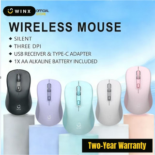 WINX 2.4G เมาส์เงียบไร้สายปุ่มปิดเสียงอายุการใช้งานแบตเตอรี่ยาวนานเป็นพิเศษสํานักงานธุรกิจการออกแบบตามหลักสรีรศาสตร์รับประกัน 2 ปี