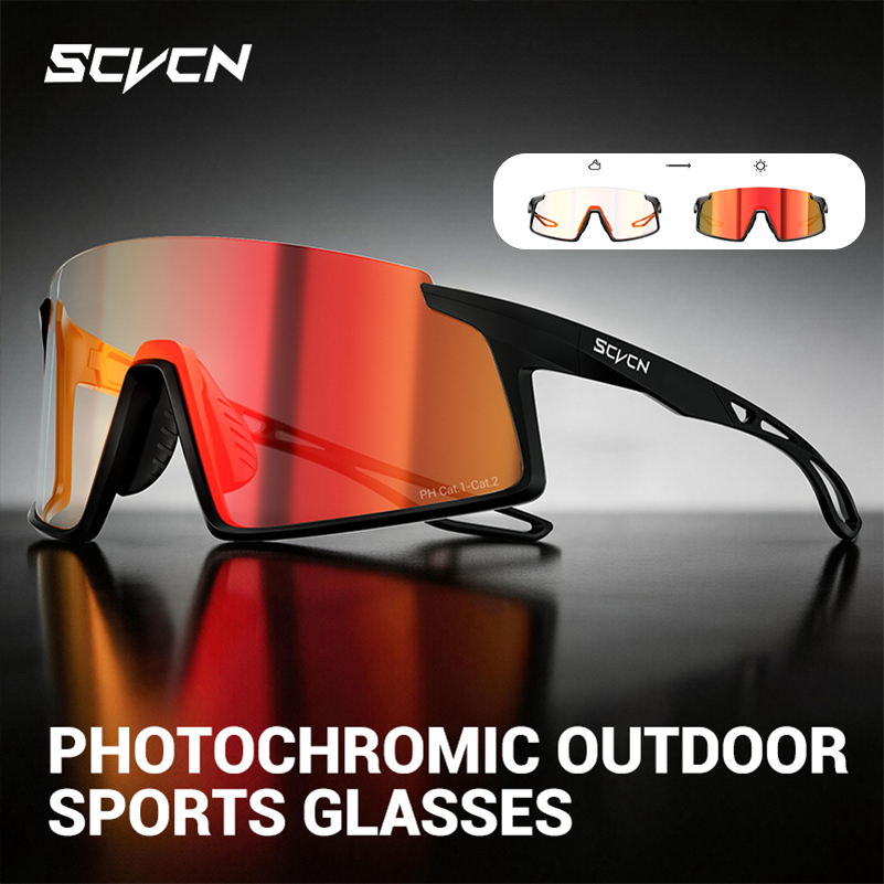SCVCN แว่นตากันแดดกีฬา Photochromic ทนต่อแรงกระแทก, เครื่องไล่น้ํามัน, และแว่นตากันน้ําสําหรับการปั่นจักรยานกลางแจ้งและ Commuting