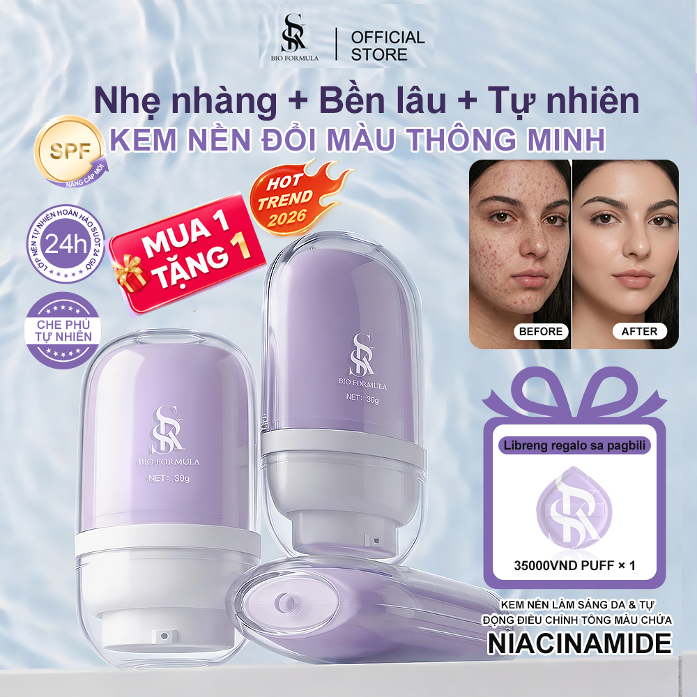 SKS BIO FORMULA รองพื้นชนิดน้ำ เปลี่ยนสี กระจ่างใส  พร้อมไนอาซินาไมด์ แต่งหน้าธรรมชาติ 30g การปรับโท